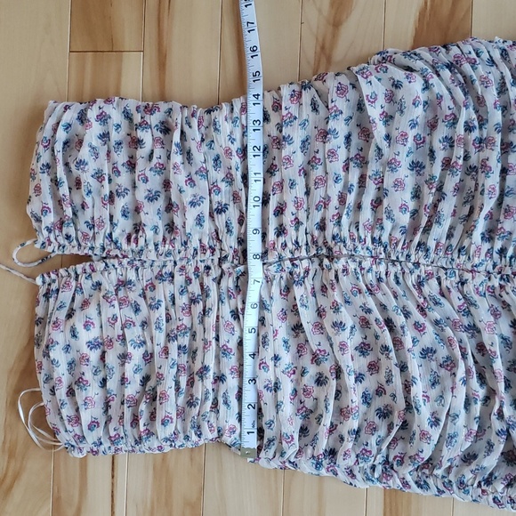 ZARA Strapless metalic thread draped print dress - Picture 12 of 13